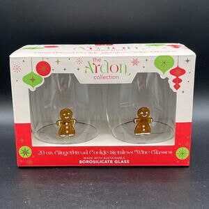 New in Box Ardon Collection Gingerbread Men in Stemless Wine Glasses Set of 2